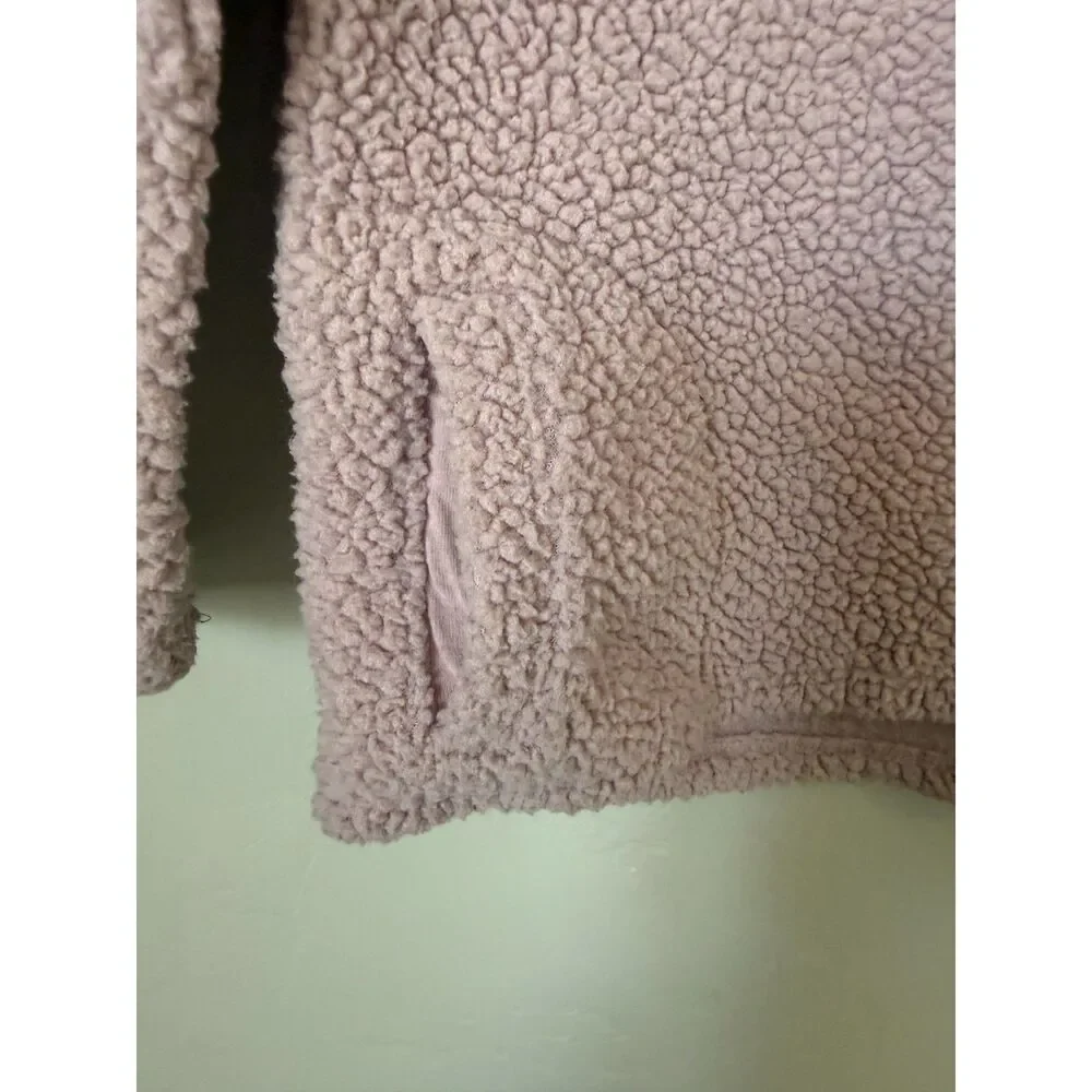 Old Navy Girls 5T Sherpa Fleece Pullover Dusty Pink Quarter Zip Jacket